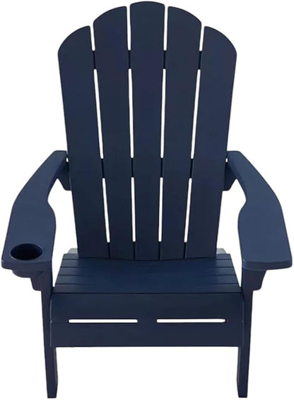 Modern Adirondack Chair with Cup Holder, Outdoor Patio Furniture (Midnight Blue)