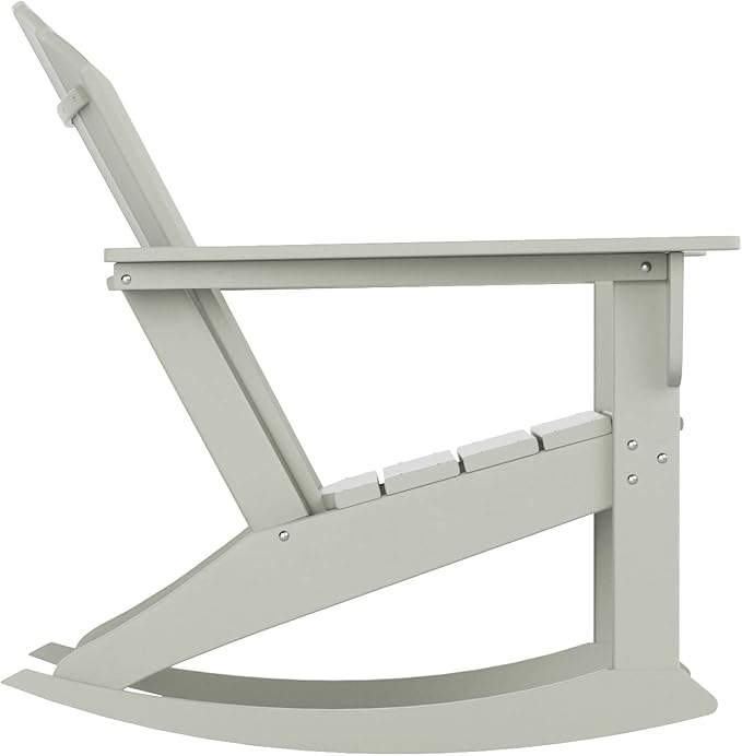 WestinTrends Dylan Outdoor Patio Poly Plastic Adirondack Rocking Chair, Sand