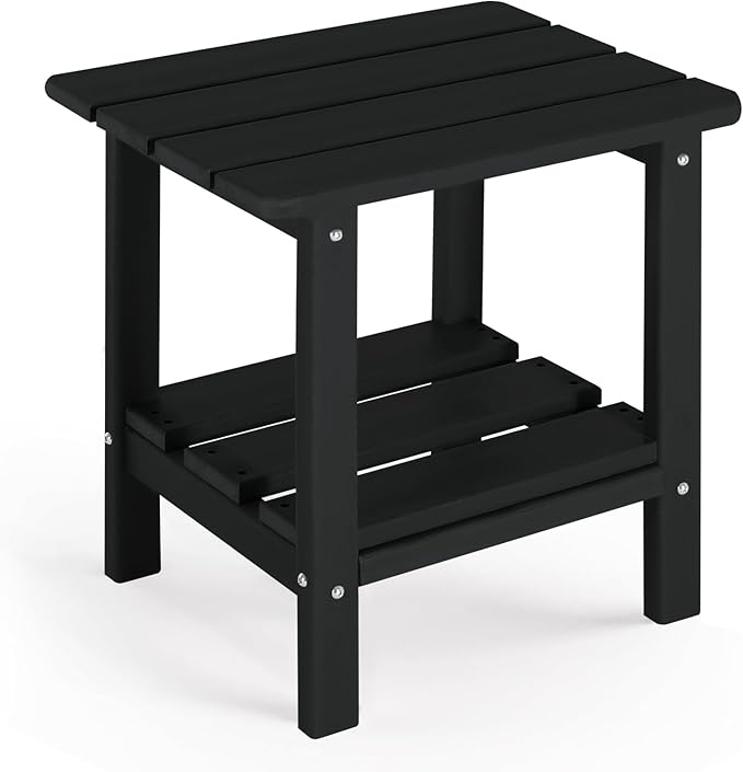 Adirondack Outdoor Side Table, 2-Tier Small Patio End Table, Weather Resistant HDPE Outdoor End Tables for Garden, Lawn - Photo 1