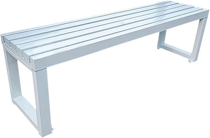 Metal Garden Bench, Outdoor Benches Weatherproof, 2-3 Person Park Patio Bench, Front Porch Backless Seat Chair, for Balcony Yard Entryway, Easy Assembly(White,150cm/59in)