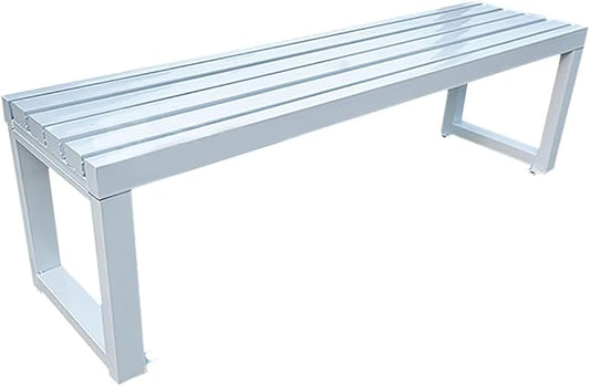 Metal Garden Bench, Outdoor Benches Weatherproof, 2-3 Person Park Patio Bench, Front Porch Backless Seat Chair, for Balcony Yard Entryway, Easy Assembly(White,120cm/47.2in)