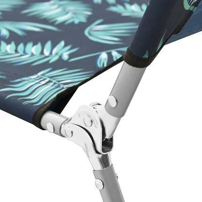 Folding Sun Lounger 74.4"x22.8", Polyester, 264.6 lbs, Steel Frame, Leaves Print, No-Assembly, Beach/Patio/Garden/Camping