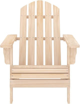 Solid Fir Wood Adirondack Chair Natural Fir Outdoor Lounge Chair with Ergonomic Design Wide Armrests for Patio Garden - Photo 3