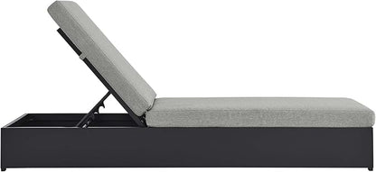 Modway Tahoe Aluminum Outdoor Chaise Lounge Gray with Weather-Resistant Cushions, Perfect Patio Sunbed or Recliner Chair for Pool Furniture