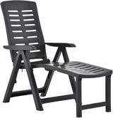 Outdoor Chaise Lounge Anthracite 42.5"x23.2" Foldable Adjustable Plastic Sun Lounger for Poolside Patio Garden Balcony - Photo 1