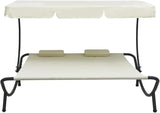 Double Chaise Lounge Outdoor with Adjustable Canopy and Pillow Extra Large Patio Hammock Bed Wheeled for Outside - Photo 3