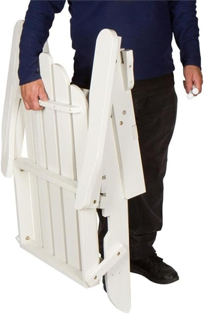 Pemberly Row Folding Adirondack Chair, Cedar Wood, White Finish, 37" H x 28" W x 29.5" D, Kiln-Dried Moisture-Resistant Material, Ergonomic Design, Outdoor Patio or Porch Seating