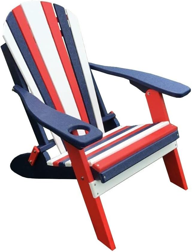 Furniture Barn USA Poly Folding Adirondack Chair, Patriotic