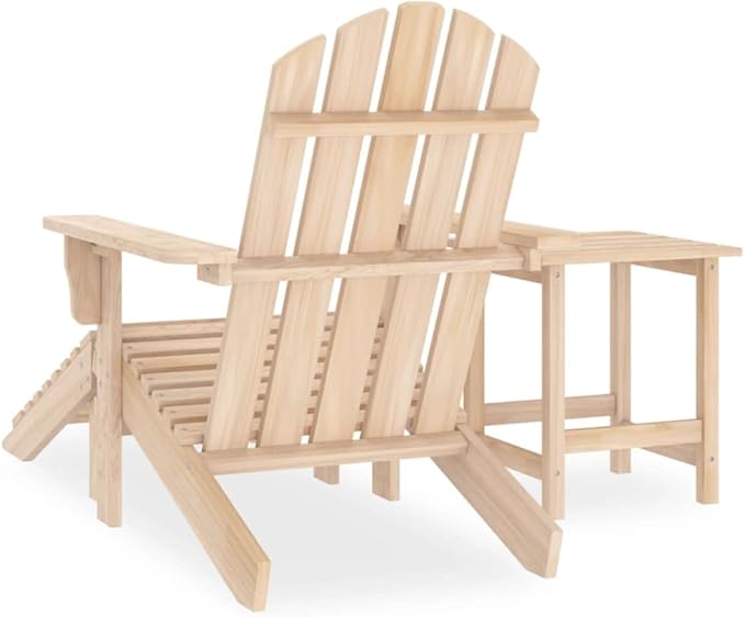 Solid Fir Wood Adirondack Chair Set with Ottoman and Side Table Outdoor Patio Furniture for Garden Balcony Porch - Photo 4