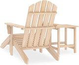 Solid Fir Wood Adirondack Chair Set with Ottoman and Side Table Outdoor Patio Furniture for Garden Balcony Porch - Photo 4