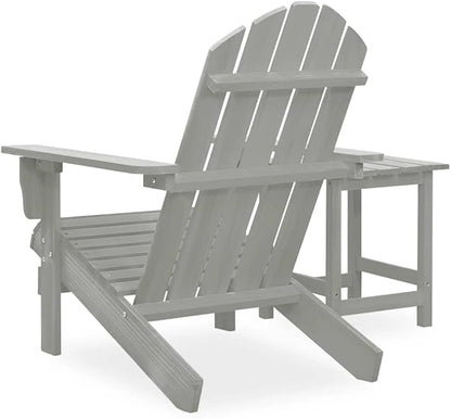 vidaXL Solid Fir Wood Patio Furniture Set, Gray Modern Adirondack Chair and Table, Comfortable and Durable, Ideal for Garden and Outdoor Lounge