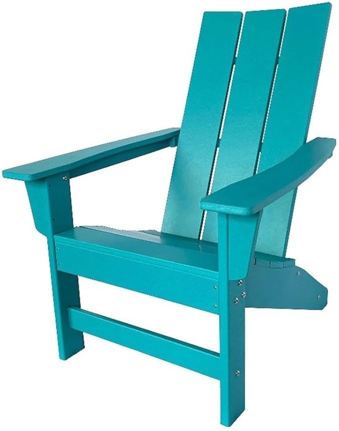 Pemberly Row Modern Resin Adirondack Chair, 35.5" H x 29" W x 32" D, Weatherproof HDPE Plastic, Blue Finish, All-Weather UV-Protected Porch or Patio Chair for Outdoor Relaxation