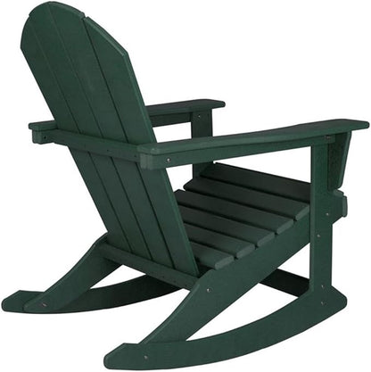 Costaelm Outdoor Adirondack Chair, All Weather Resistant Classic Balcony Chair and Fire Pit Chairs, Adirondack Plastic Outdoor Porch Furniture Rocking Chair High Back HDPE Poly Lumber, Dark Green