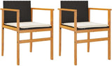 Patio Chairs with Cushions 2 pcs Black Poly Rattan&Solid Wood Sillas para Patio Lawn Chairs for Dining Table Garden - Photo 3