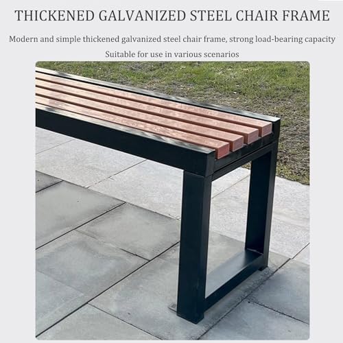Benches Garden Bench Outdoor Patio Seating Backless Park Chair Lawn Path Slatted Seats,Outdoor Metal Garden Bench 2 3 Person Loveseat Patio Chair with Backrest Solid Wood Seat & Galvanized F