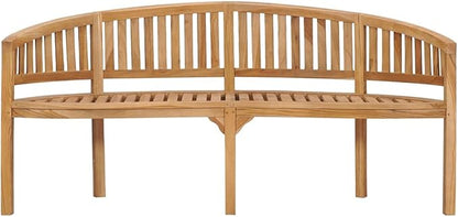 Modern Style,Banana Bench,Patio Bench,Garden Bench,Park Bench,Outdoor Bench, Front Porch Chair,with Backrest and Armrests,for Garden,Patio,Porch, Poolside,Balcony,Lawn,Park,Deck, 70.9"Solid Teak Wood