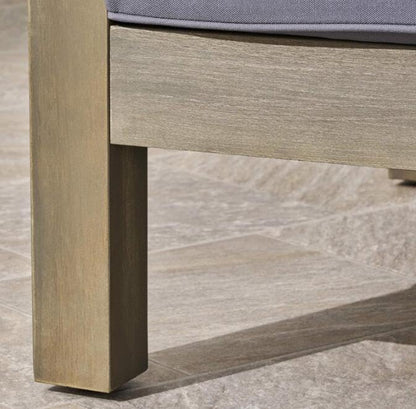 roomfitters Outdoor X-Back Loveseat with Acacia Wood Frame and Weather-Resistant Cushions, Dark Grey