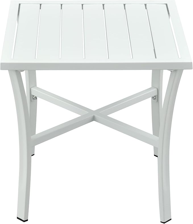 Outdoor Steel Side Table End Table for Patio, Backyard, Pool, Indoor Companion, Easy Maintenance and Weather Resistant - Photo 4