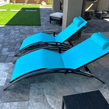 PURPLE LEAF Patio Oversized Chaise Lounge Chair Set with Side Table Poolside Adjustable Recliner Chairs for Outside - Photo 9