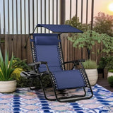 Best Choice Products Folding Zero Gravity Outdoor Recliner Patio Lounge Chair w/Adjustable Canopy Shade, Headrest - Photo 2