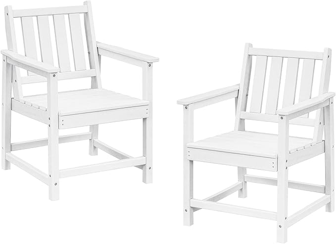 Patio Dining Chair Set of 2, HDPE Outdoor Dining Chair, Ergonomic HDPE Dining Chairs with Deep Seating - Photo 1