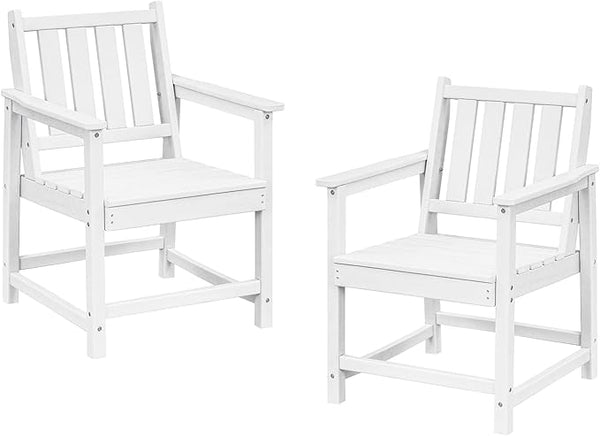 Patio Dining Chair Set of 2, HDPE Outdoor Dining Chair, Ergonomic HDPE Dining Chairs with Deep Seating - Photo 1
