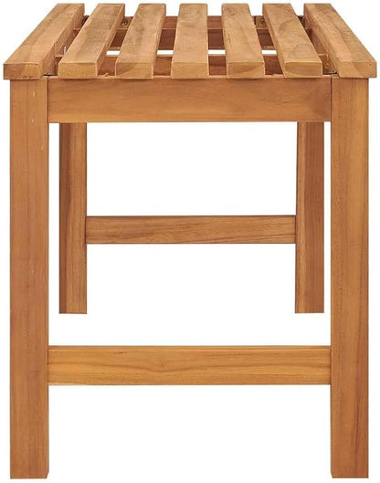 45 Inch Solid Teak Wood Bench Brown Rectangular Outdoor Indoor Garden Patio Seating