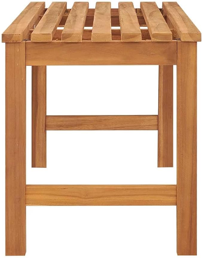 Solid Teak Wood Bench 45 Inch Brown Rectangular Outdoor Garden Bench for Patio Porch Entryway Comfortable Seating