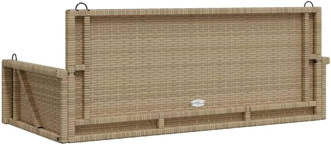 Swing Bench Beige PE Rattan Powder-Coated Steel Medium for Outdoor Garden Patio Relaxation Spacious Seating for Two - Photo 7