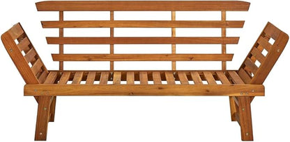 Patio Bench with Cushions 2-in-1 75" Solid Acacia Wood，Garden Benches,Park Benches,Outdoor Benches,Outdoor Furniture for Park Patio Deck Deck Lawn