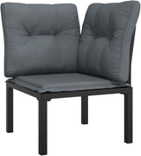 3-Piece Garden Lounge Set Black and Grey Modular Outdoor Furniture with Weather-Resistant Cushions for Patio Balcony - Photo 5
