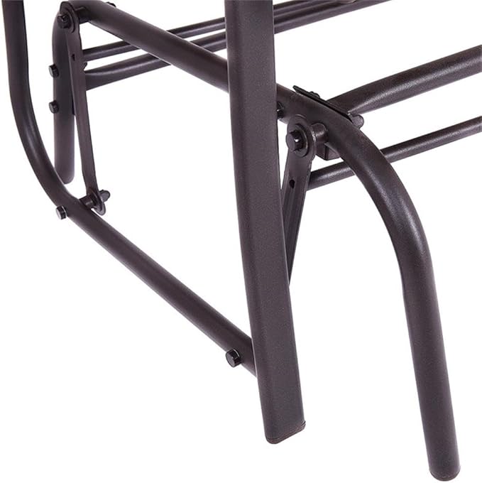 Pemberly Row Patio Glider Rocking Bench, Durable Metal Frame, Ergonomic Design, Brown Finish, Double 2-Person Outdoor Seating, Smooth Gliding Motion, Comfortable Garden or Patio Bench