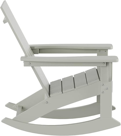 WO WESTIN OUTDOOR HDPE Shoreside Modern Rocking Poly Adirondack Chair (Set of 2),Sand