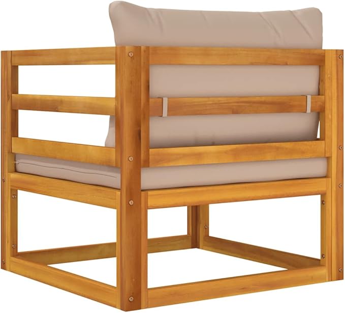 Garden Chair Taupe, Solid Acacia Wood Outdoor Seating, Medium Modular Patio Furniture for Balcony, Backyard Conversation