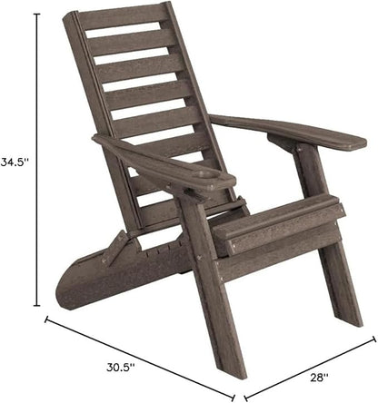Furniture Barn USA Farmhouse Collection Poly Ladderback Folding Adirondack Chair, Coastal Gray