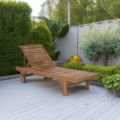 SAFAVIEH Outdoor Collection Newport Natural/ Beige Cushion Built-in Side Table Adjustable Chaise Lounge Chair