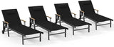 Ciokea Outdoor Lounge Chair with Pillow Set of 4, 5-Position Chaise Lounge with Wheels & Armrests - Photo 1