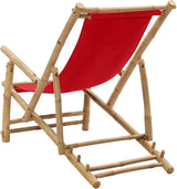 Deck Chair Bamboo and Canvas, Outdoor Patio Furniture, Balcony Chairs, Lounge Chairs, Beach Lounge Chair Outdoor - Photo 6