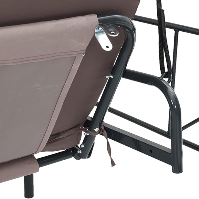 Garden Swing Bench for Patio, 3-Seater Outdoor Porch Swing with Adjustable Canopy, Convertible Bed - Photo 9