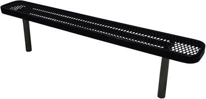 COATEDOUTDOORFURNITURE Coated Outdoor Furniture Heavy-Duty Outdoor Bench Thermoplastic Coated, Expanded Metal, Commercial-Grade Seating, Made in America (Inground Without Back, 6 Ft, Black)