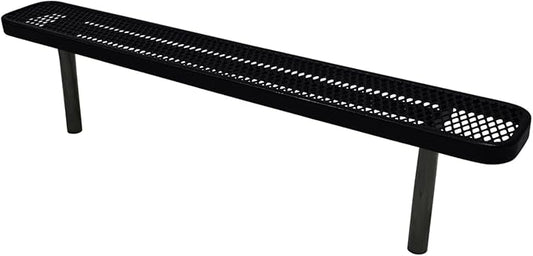COATEDOUTDOORFURNITURE Coated Outdoor Furniture Heavy-Duty Outdoor Bench Thermoplastic Coated, Expanded Metal, Commercial-Grade Seating, Made in America (Inground Without Back, 6 Ft, Black)