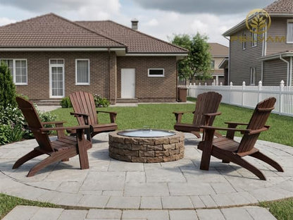 Psilvam Oversized Adirondack Chair, Fade-Resistant & Odor-Free Poly Lumber Fire Pit Chair with Cup Holder, Weatherproof Lawn Chair, Easy 15 Min Install Patio Chair, 350 Lbs Support (1, Light Brown)