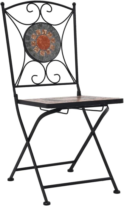 Mosaic Bistro Chairs 2 pcs Orange/Gray Patio Chairs Outdoor Furniture Outdoor Chairs Suitable for Gardens, Pools and Balconies.