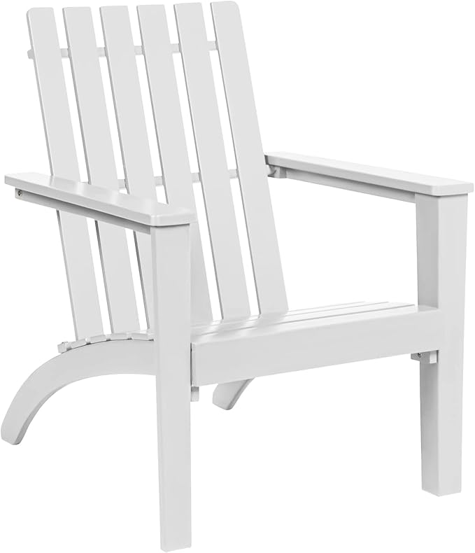 Giantex Adirondack Chair Acacia Wood Outdoor Chairs, 350 lbs Weight Capacity, Weather Resistant Campfire Chairs for Lawn Seating, Garden, Poolside, Balcony, Patio Adirondack Lounger, White