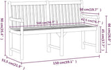 Patio Bench Garden Bench Outdoor Bench for Outdoors Porch Entryway Furniture for Yard 59.1" Solid Acacia Wood - Photo 2