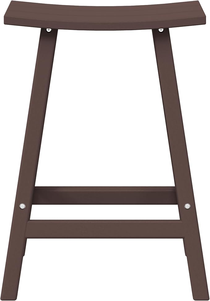 WestinTrends Malibu 24 Inch Outdoor Bar Stools, All Weather Resistant Poly Lumber Adirondack Counter Height Stools, Dark Brown