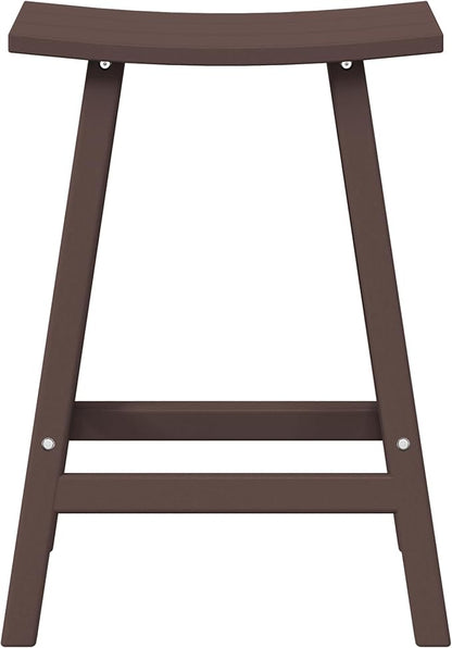 WestinTrends Malibu 24 Inch Outdoor Bar Stools, All Weather Resistant Poly Lumber Adirondack Counter Height Stools, Dark Brown