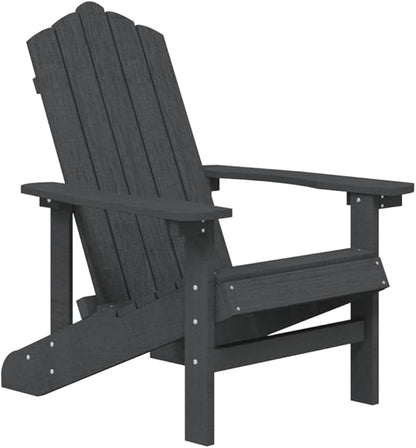 vidaXL Patio Adirondack Chair with Table - Outdoor HDPE Set in Anthracite