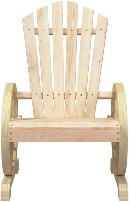 Garden Adirondack Chair Set of 4 Natural Solid Fir Wood Outdoor Seating with Ergonomic Design and Durable Construction for Patio Porch Backyard