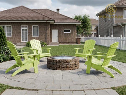 Psilvam Adirondack Chair, Oversized Poly Lumber Fire Pit Chair with Cup Holder, 350Lbs Support Patio Chairs for Garden, Weather Resistant Outdoors Seating, Relaxing Gift for Father & Mother (1, Green)